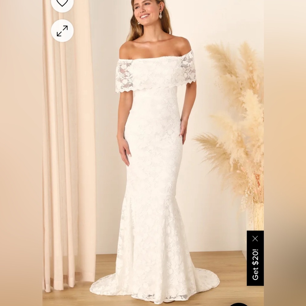 White Lace Off-the-Shoulder Maxi Dress